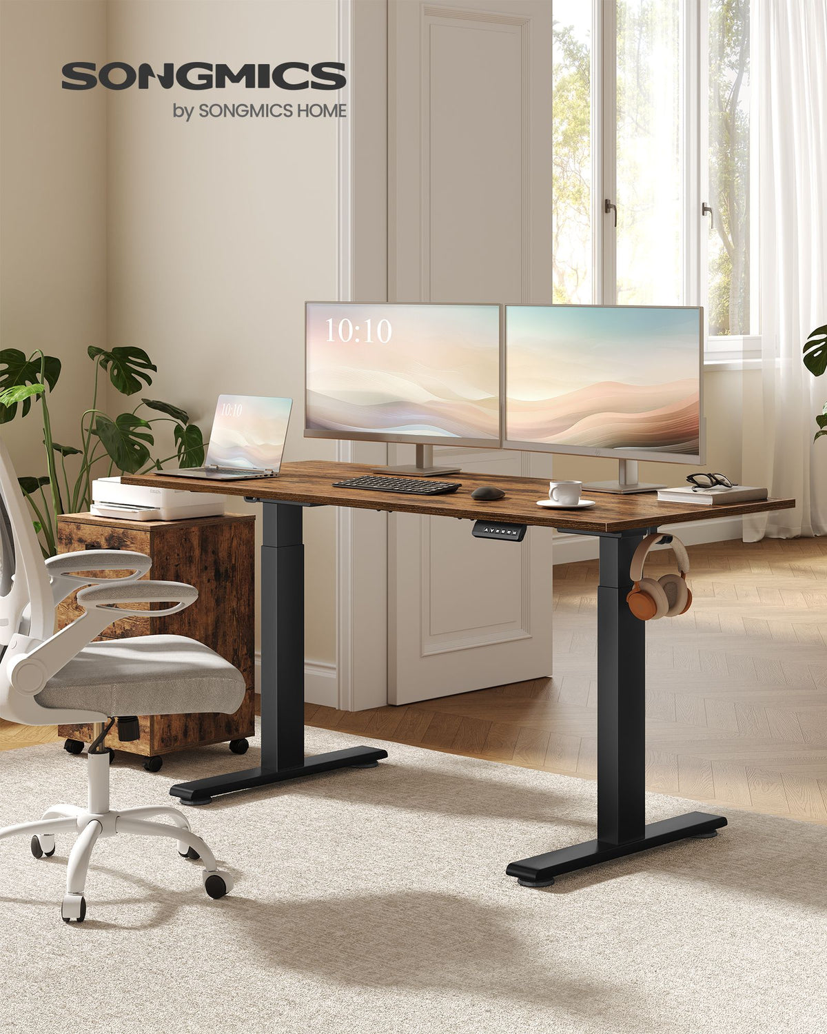 Elektrisch Bureau Onderstel – Dubbele Motor – Memory-functie – USB-C Aansluiting – Tot 120 kg – Zwart