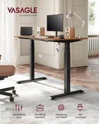 Höjd -justerbar skrivbord - med minnesfunktion - med hjul