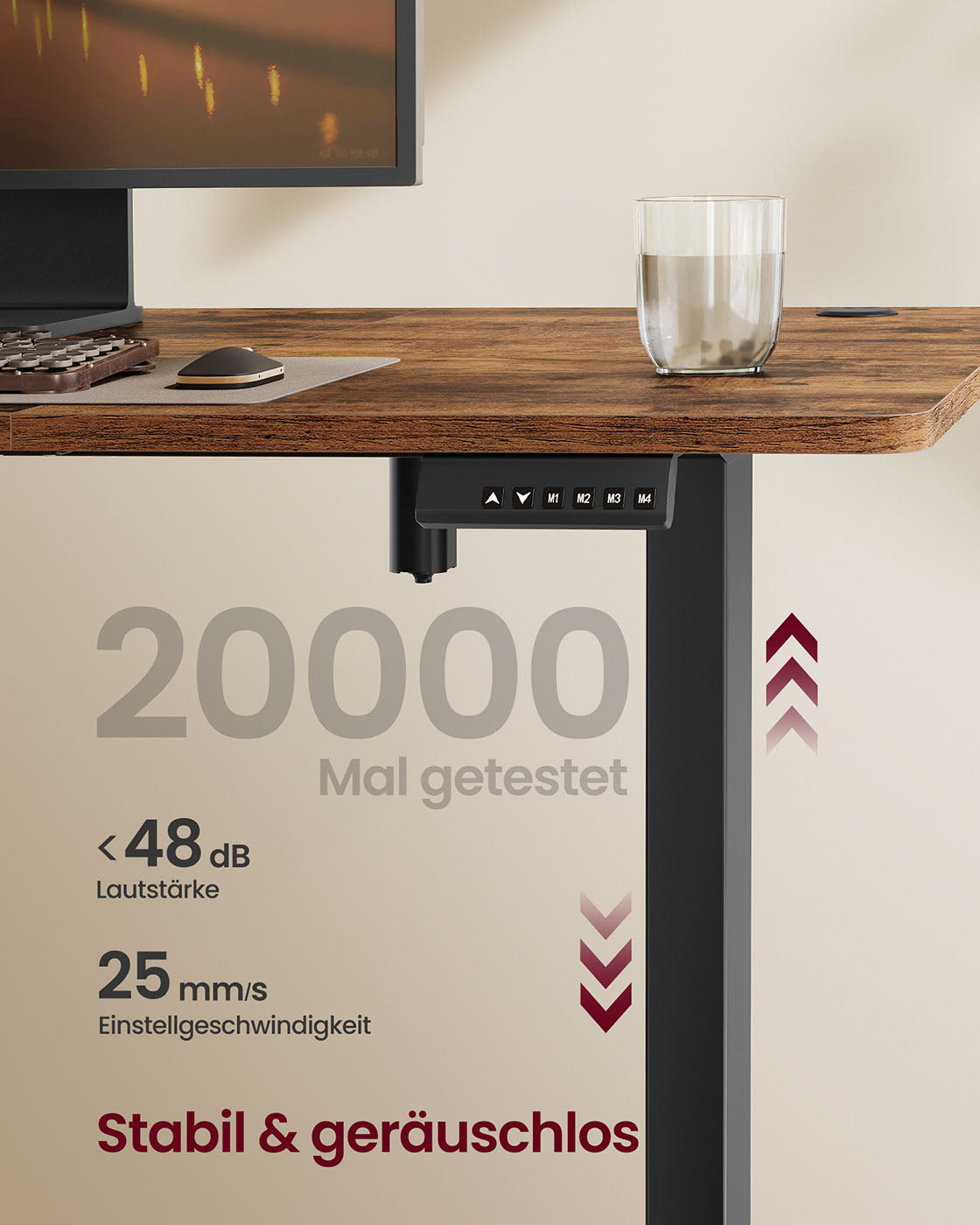 Elektriskt skrivbord - Justerbar i höjdled - 4 minnespositioner - USB C snabbladdare - 180 x 80 cm