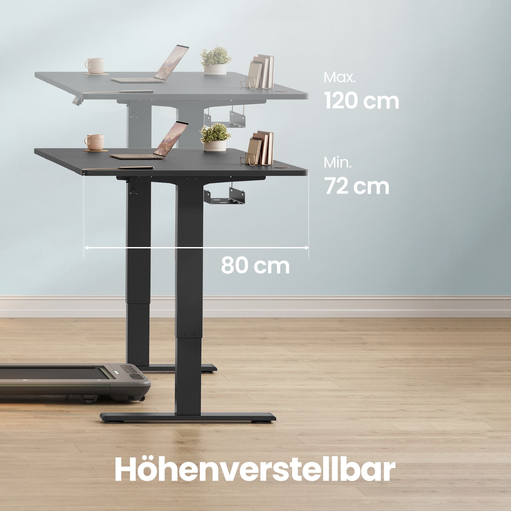 Elektrisch Zit-Sta Bureau - 140 x 80 cm - USB-C-Poort - Geheugenfunctie - Zwart