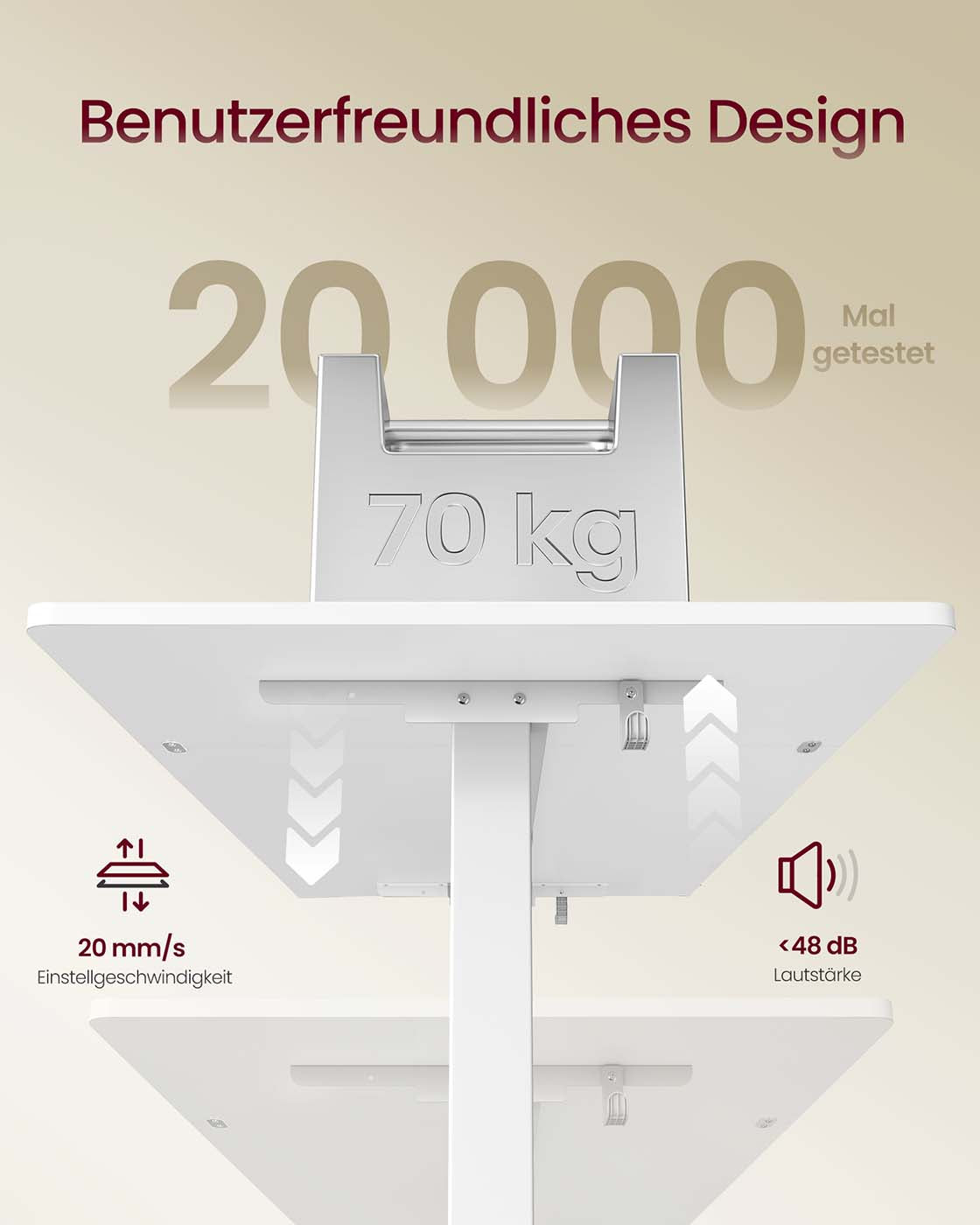 Skrivbord – Justerbart i höjdled – Monitorstativ och USB – Arbetsplats