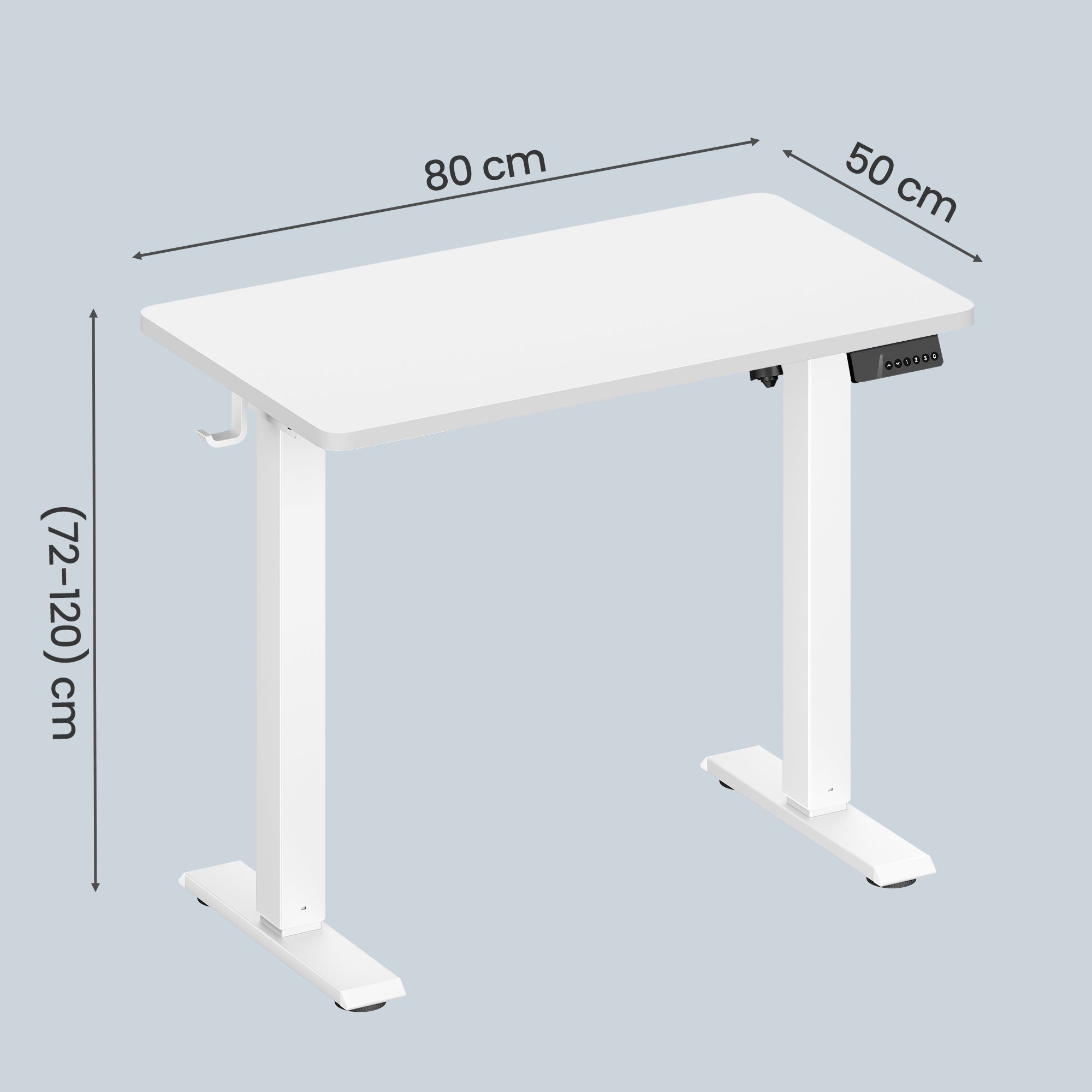 Elektrisch Zit-Sta Bureau - 80 x 50 cm - Geheugenfunctie - Wit