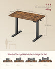 Elektrisch Zit-Sta Bureau – 100 x 60 cm – 4 Geheugenstanden – Zitherinnering – Vintage Bruin en Zwart