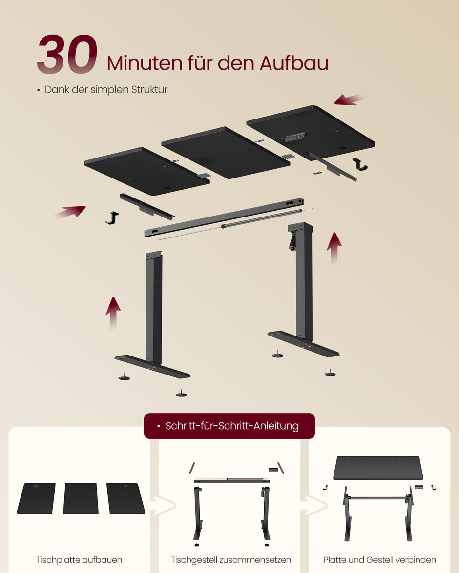 Bureau - In Hoogte Verstelbaar met Geheugenfunctie - Zit-Sta - Vintagebruin - 120 x 60 x (72-120) cm