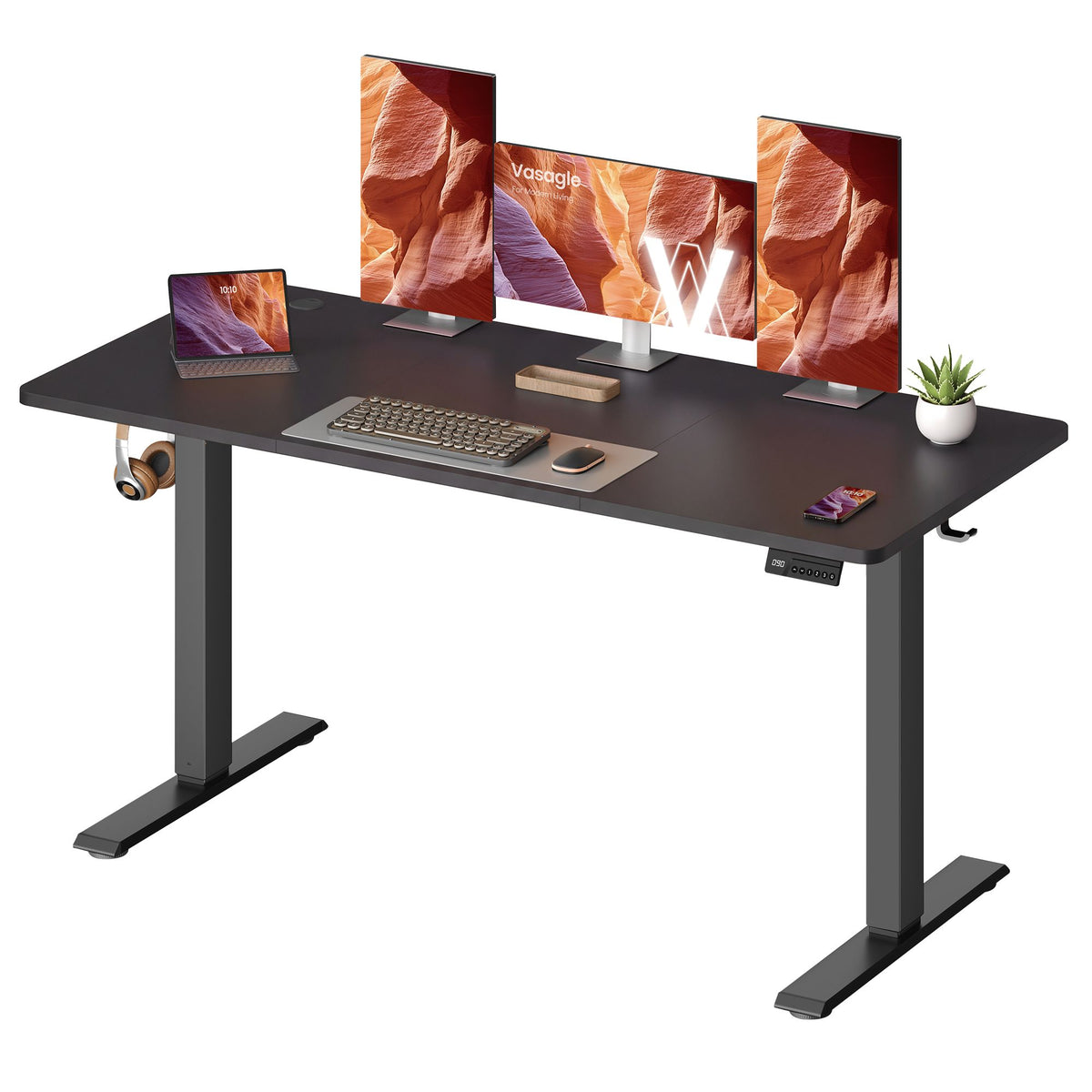 Elektrisch Zit-Sta Bureau – 140 x 60 cm – 4 Geheugenstanden – Zitherinnering – Zwart