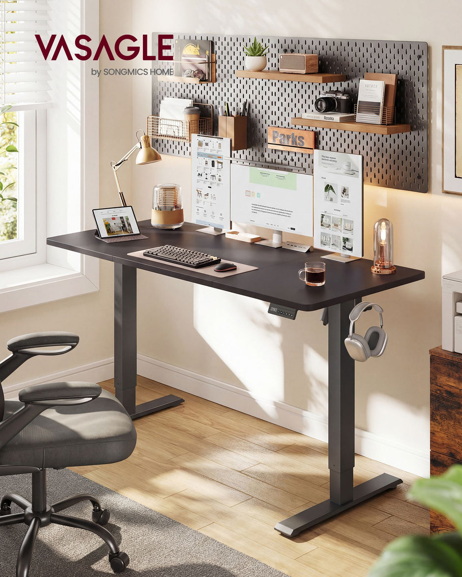Elektrisch Zit-Sta Bureau – 140 x 60 cm – 4 Geheugenstanden – Zitherinnering – Zwart