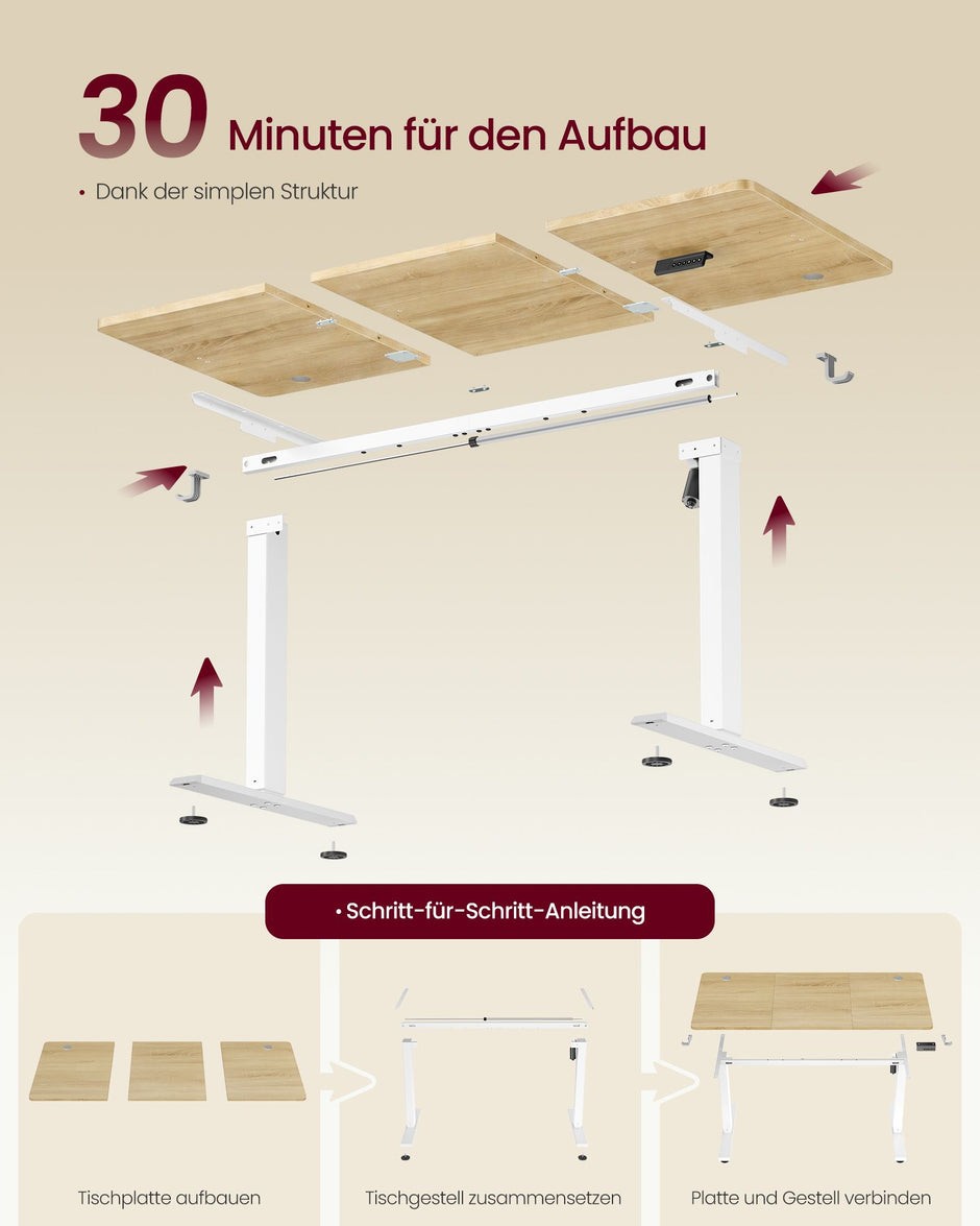 Elektrisch Zit-Sta Bureau – 140 x 60 cm – 4 Geheugenstanden – Zitherinnering – Eiken