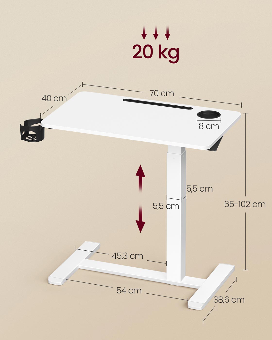 Sidobord - mobil - hjul - kopphållare