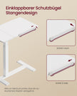 Laptoptafel op Wieltjes – Pneumatisch In Hoogte Verstelbaar – Kantelbaar – 70 x 40 cm – Wolkwit
