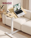 Laptoptafel op Wieltjes – Pneumatisch In Hoogte Verstelbaar – Kantelbaar – 70 x 40 cm – Eiken en Wit