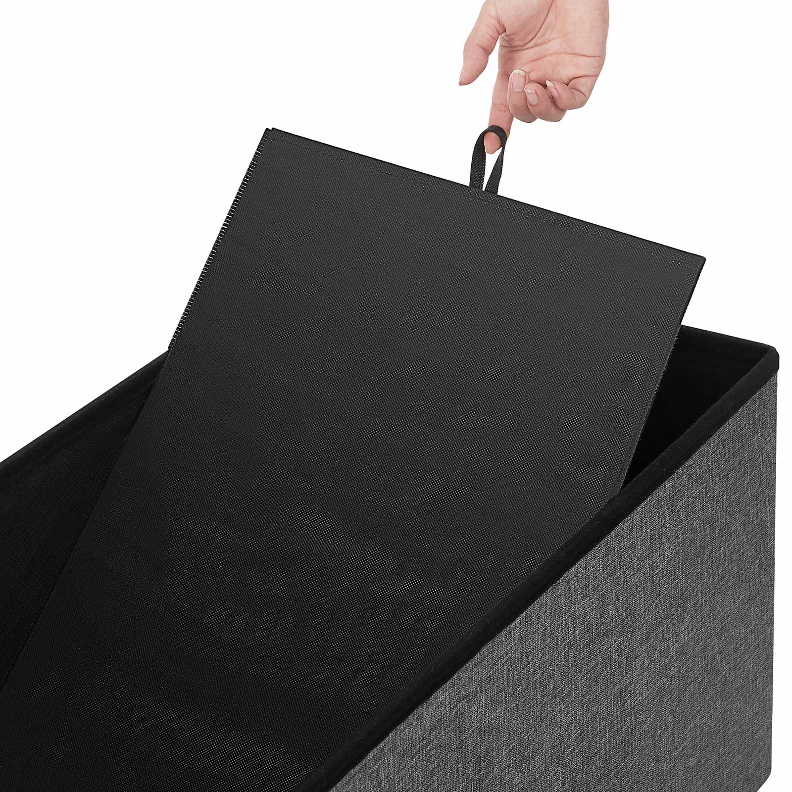 Soffa med förvaringsutrymme - sittplatser - fällbar - 76 x 38 x 38 cm - mörkgrå
