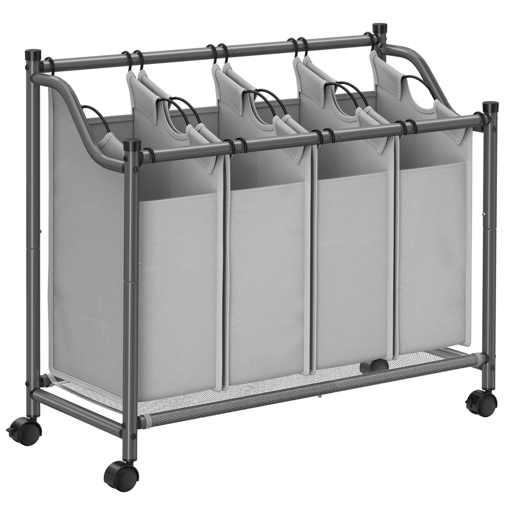 Tvättkorg på hjul - 4 tvättväskor - 4 x 35 liter - beige