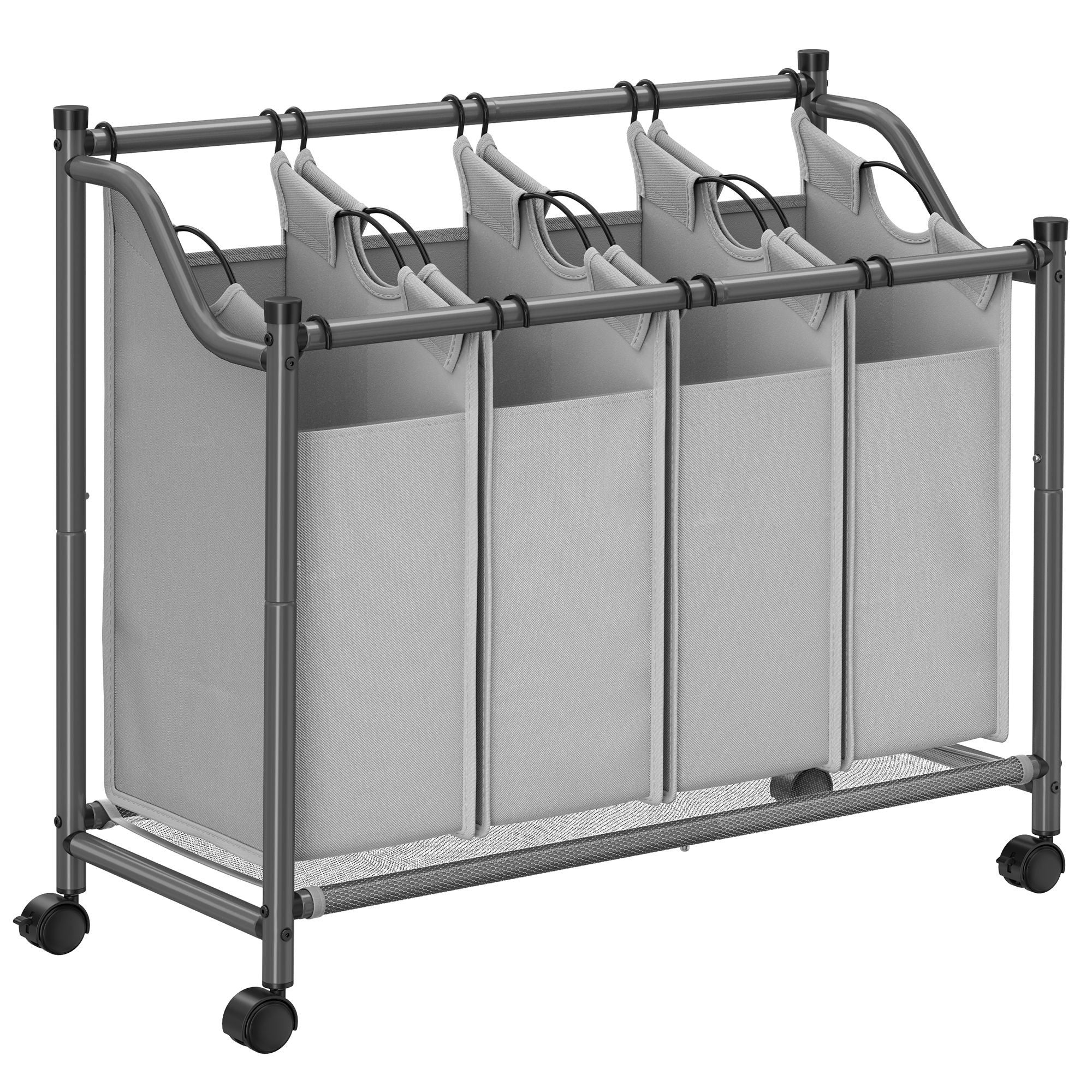 Tvättkorg på hjul - 4 tvättväskor - 4 x 35 liter - beige