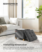 Bank - Foldbar - med lagringsutrymme - 32 × 40 × 33,5 cm - mörkgrå