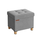 Pouf - med förvaringsutrymme - träben - säteslåda - beige