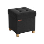 Pouf - med förvaringsutrymme - träben - säteslåda - beige