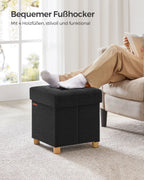 Bank - Foldbar - med lagringsutrymme - 38 × 38 × 40 cm - svart
