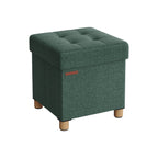 Pouf - med förvaringsutrymme - träben - säteslåda - beige