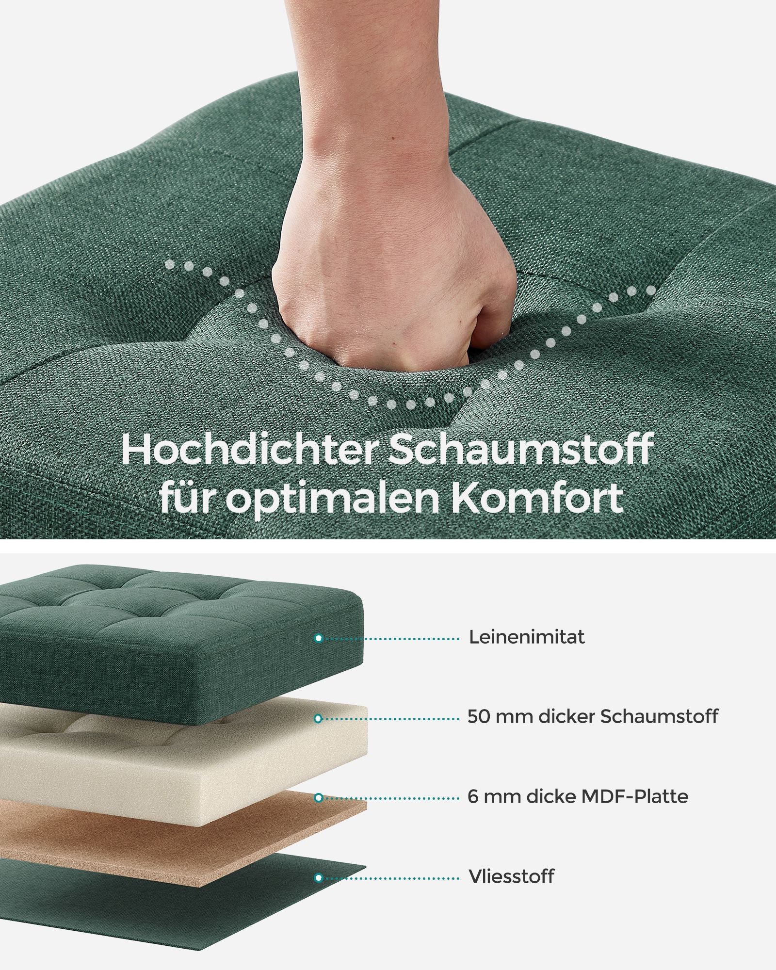 Bank - Foldbar - med lagringsutrymme - 38 × 38 × 40 cm - Vintage Green