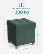 Bank - Foldbar - med lagringsutrymme - 38 × 38 × 40 cm - Vintage Green