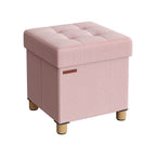 Pouf - med förvaringsutrymme - träben - säteslåda - beige
