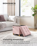 Bänk - vikning - med lagringsutrymme - 38 × 38 × 40 cm - pastellrosa