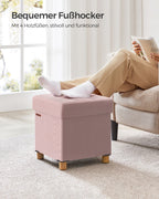 Bänk - vikning - med lagringsutrymme - 38 × 38 × 40 cm - pastellrosa