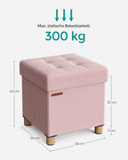 Bänk - vikning - med lagringsutrymme - 38 × 38 × 40 cm - pastellrosa