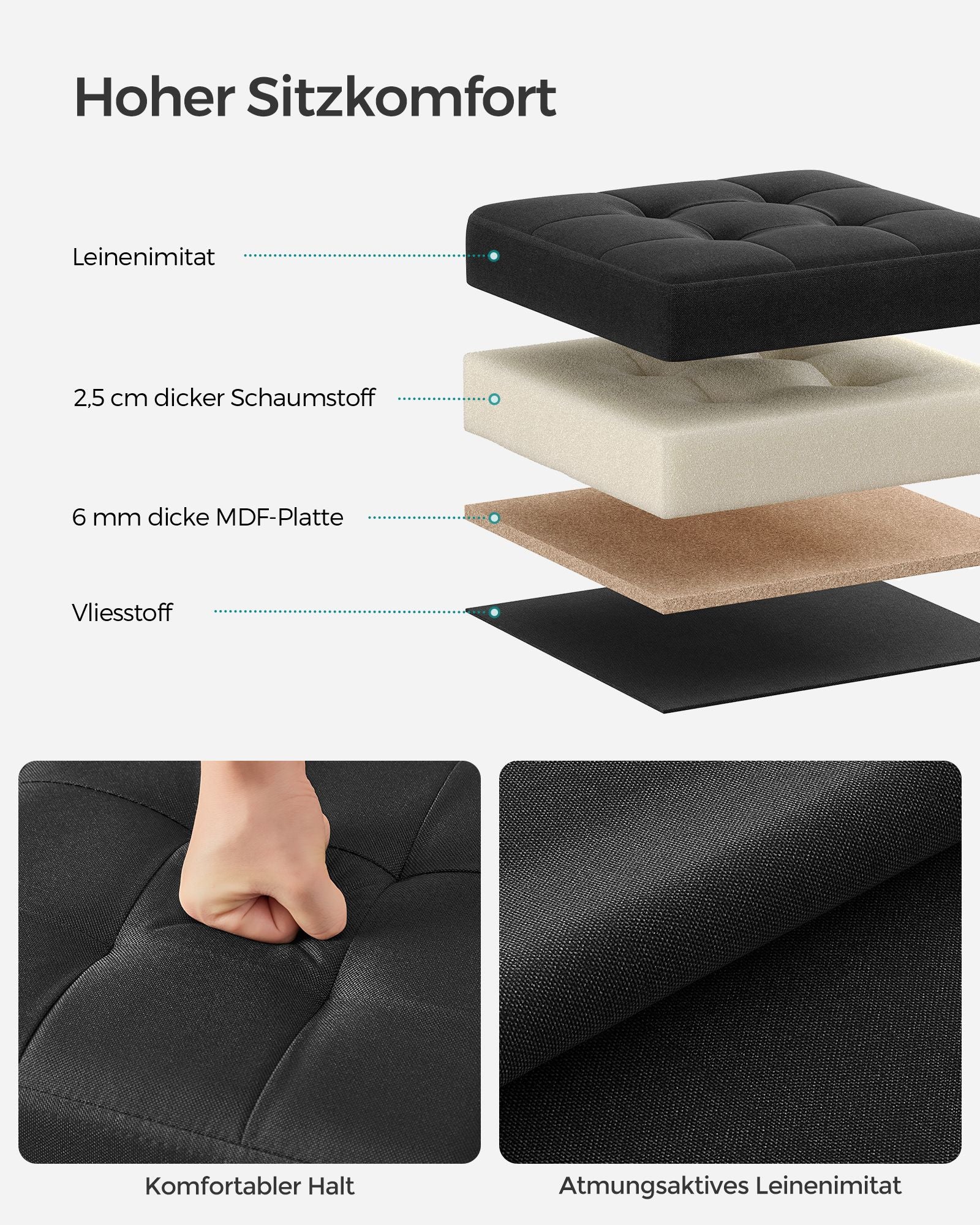 Soffa - 30 cm - med lagringsutrymme - Basic Black