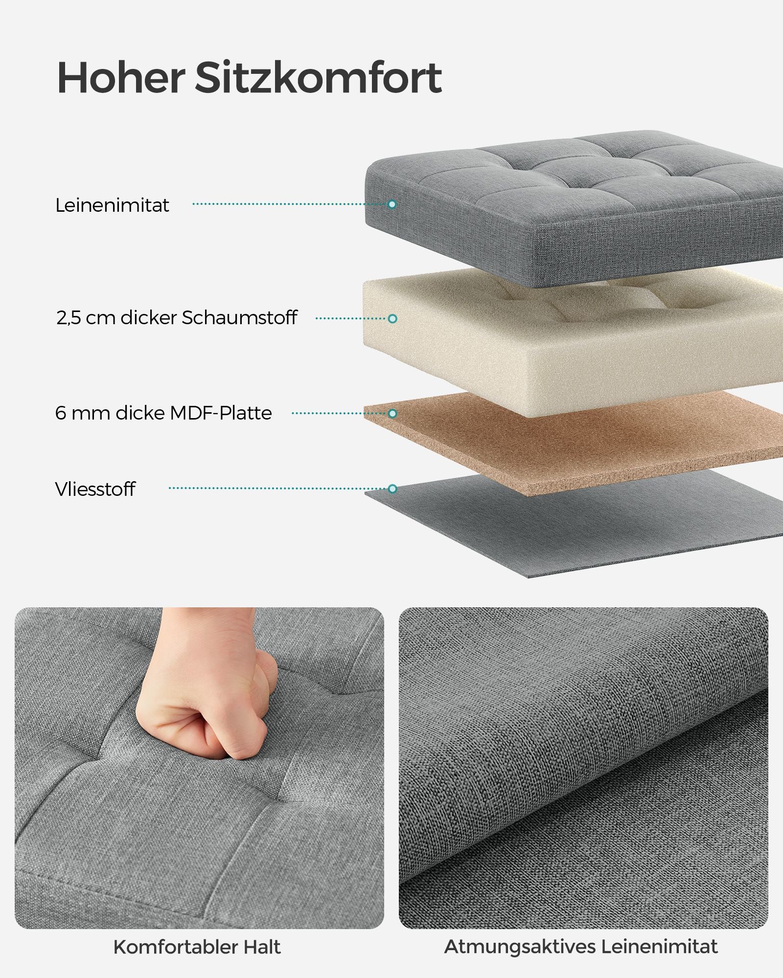 Soffa med förvaringsutrymme - 30 cm - ljusgrå