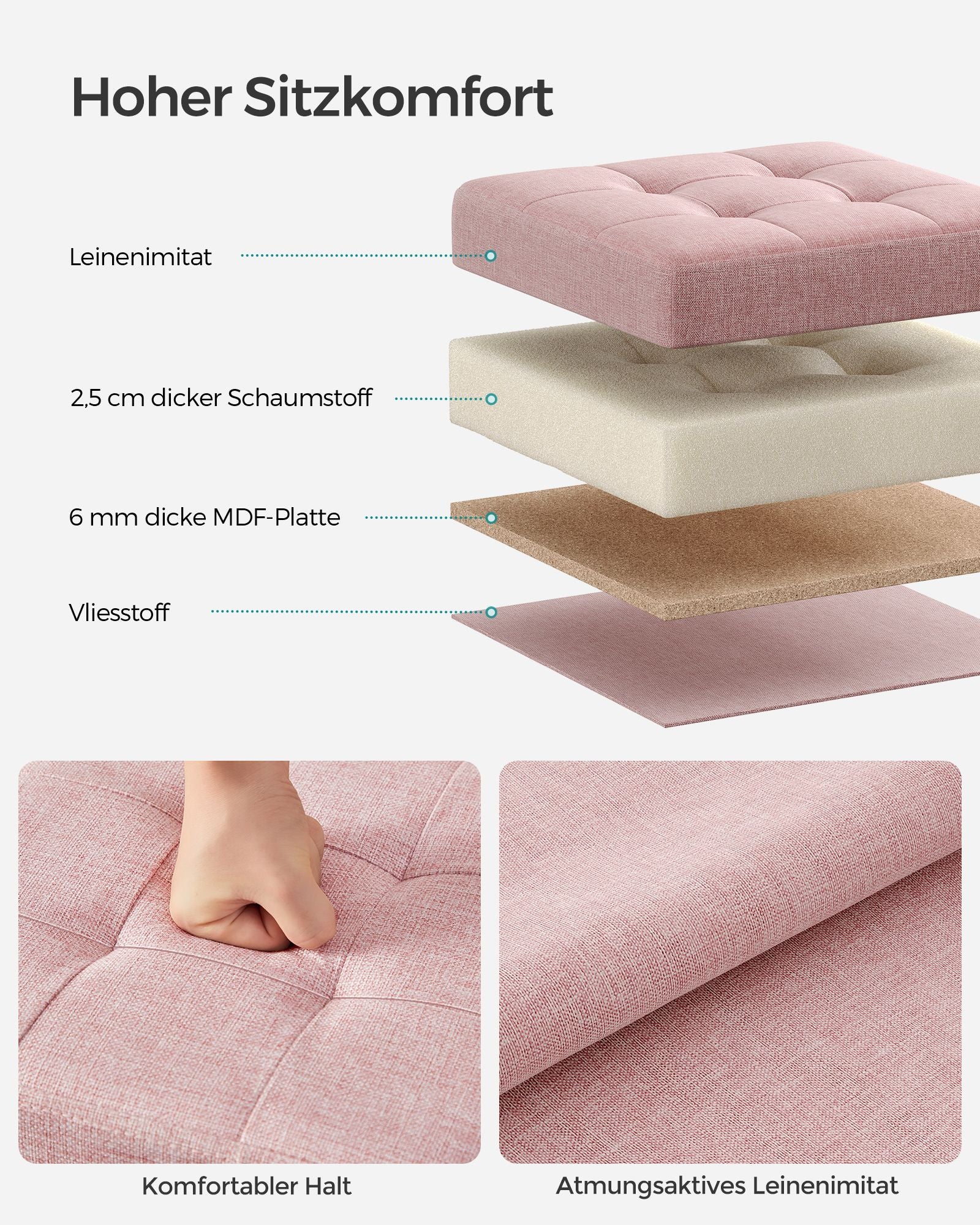 Soffa - 30 cm - med förvaringsutrymme - pastellrosa