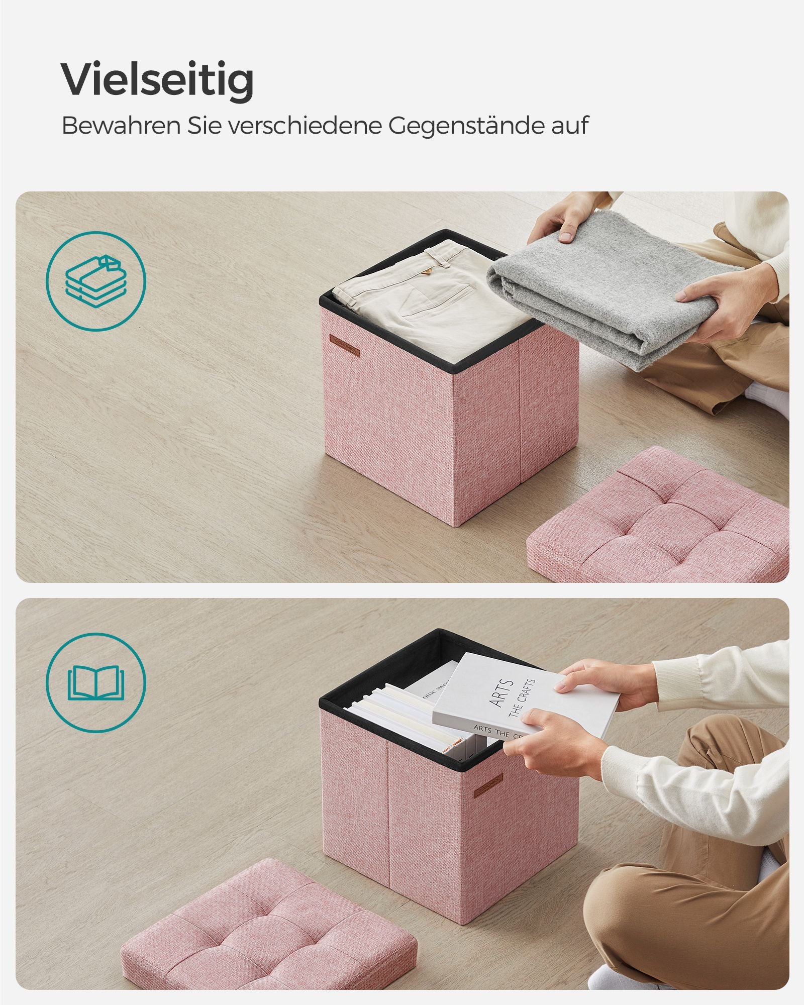 Soffa - 30 cm - med förvaringsutrymme - pastellrosa