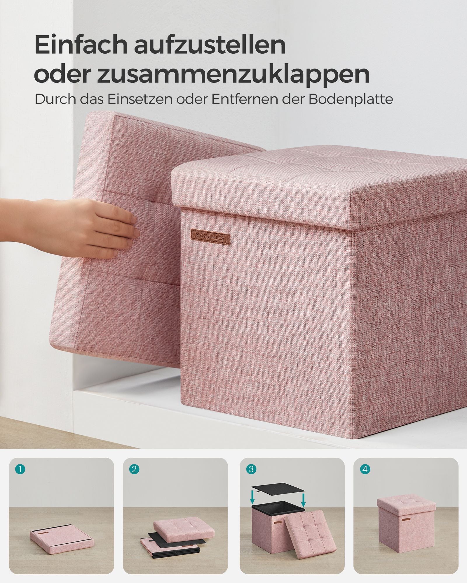 Soffa - 30 cm - med förvaringsutrymme - pastellrosa