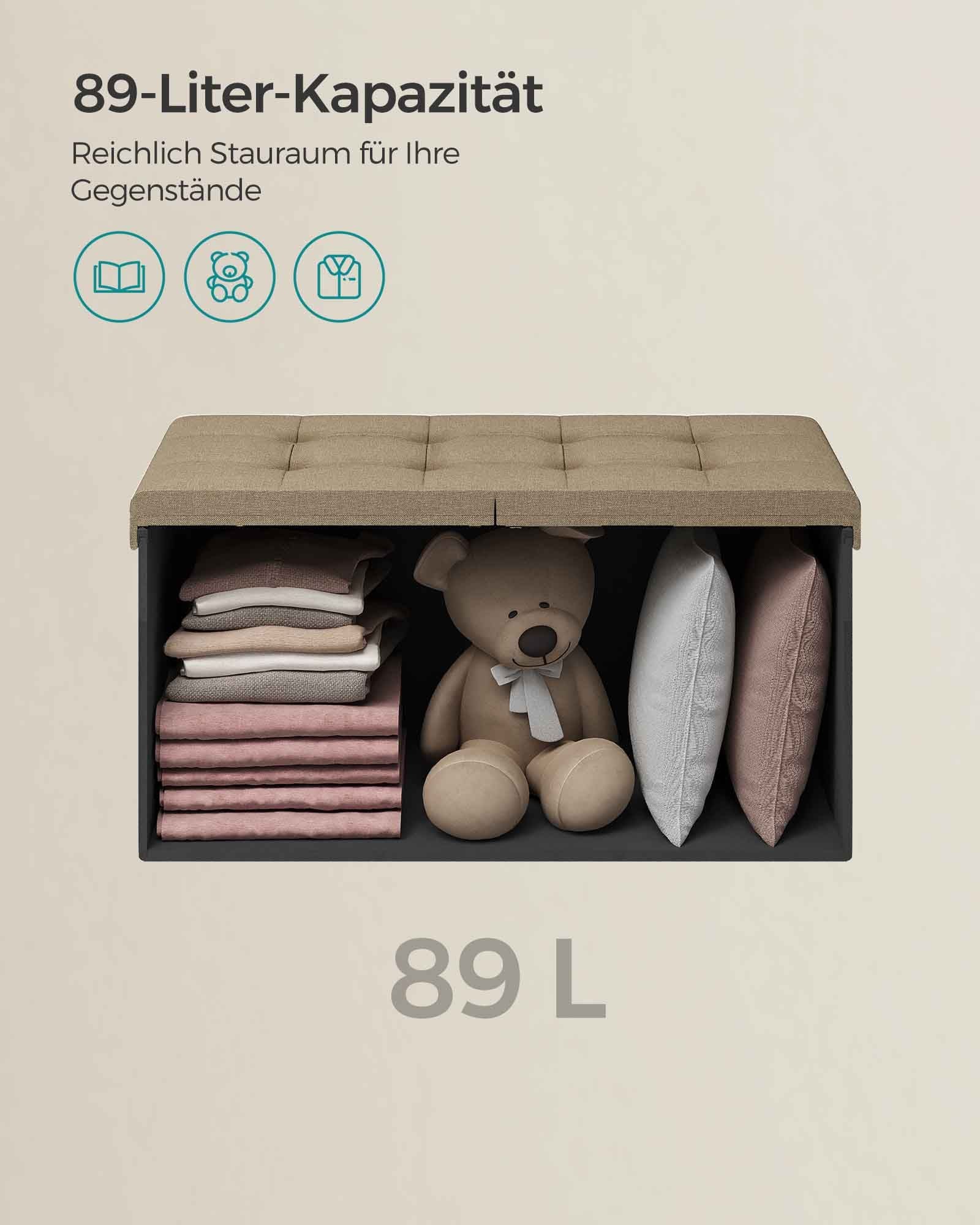 Bank - med lagringsutrymme - 38 × 76 × 38 cm - Camelbruin