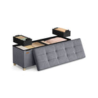 Lagringsbänk med lock - 110x38x40 cm - fotbank 112L - beige