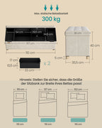 Lagringsbänk med lock - 110x38x40 cm - fotbank 112L - beige