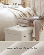 Lagringsbänk med lock - 110x38x40 cm - fotbank 112L - beige