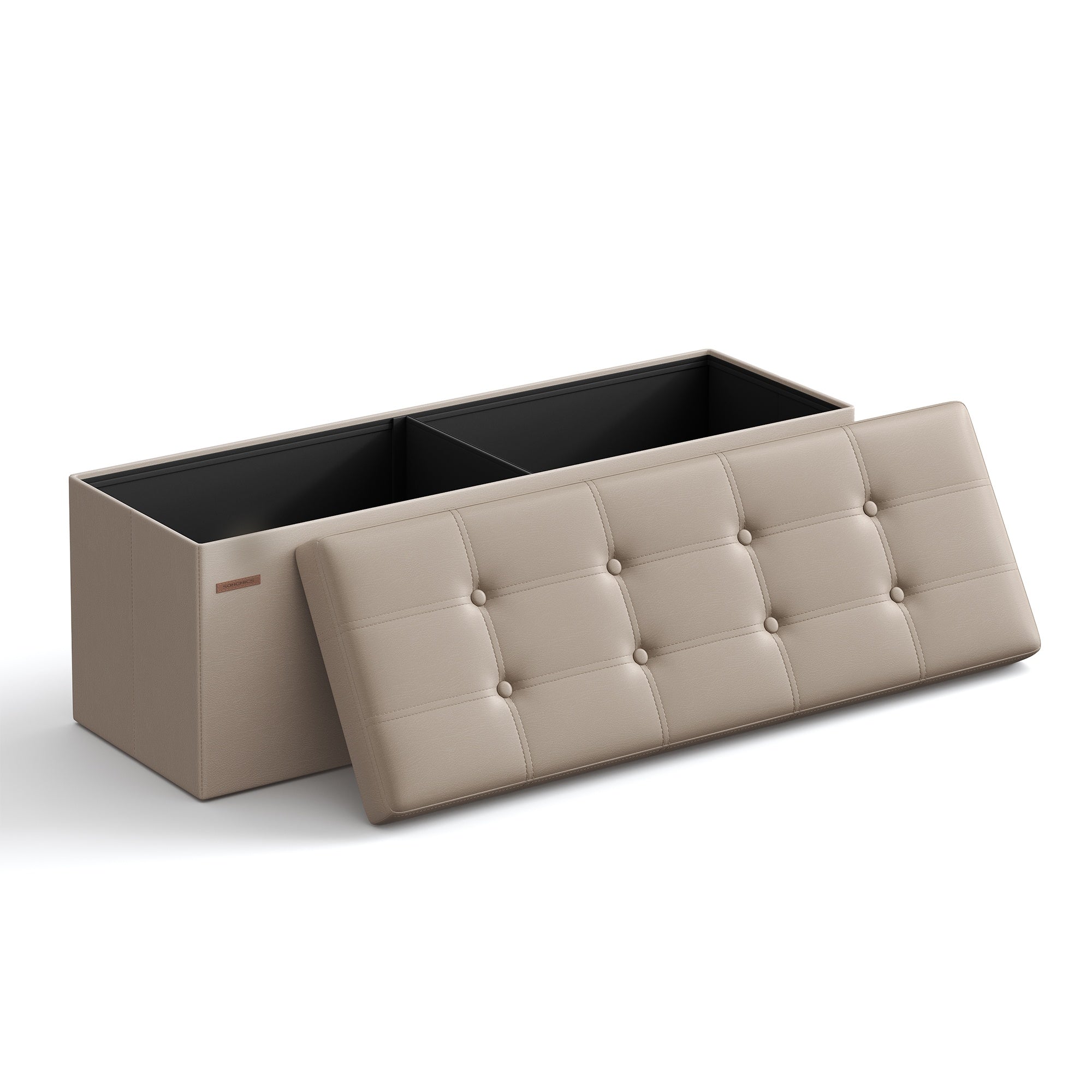 Opbergbank - 110 cm - Opvouwbaar - Kunstleer - Lichtbeige