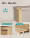 Opbergbank - 110 cm - Opvouwbaar - Kunstleer - Lichtbeige