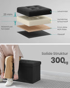Soffa - med lagringsutrymme - 38 × 110 × 38 cm - bläck -svart