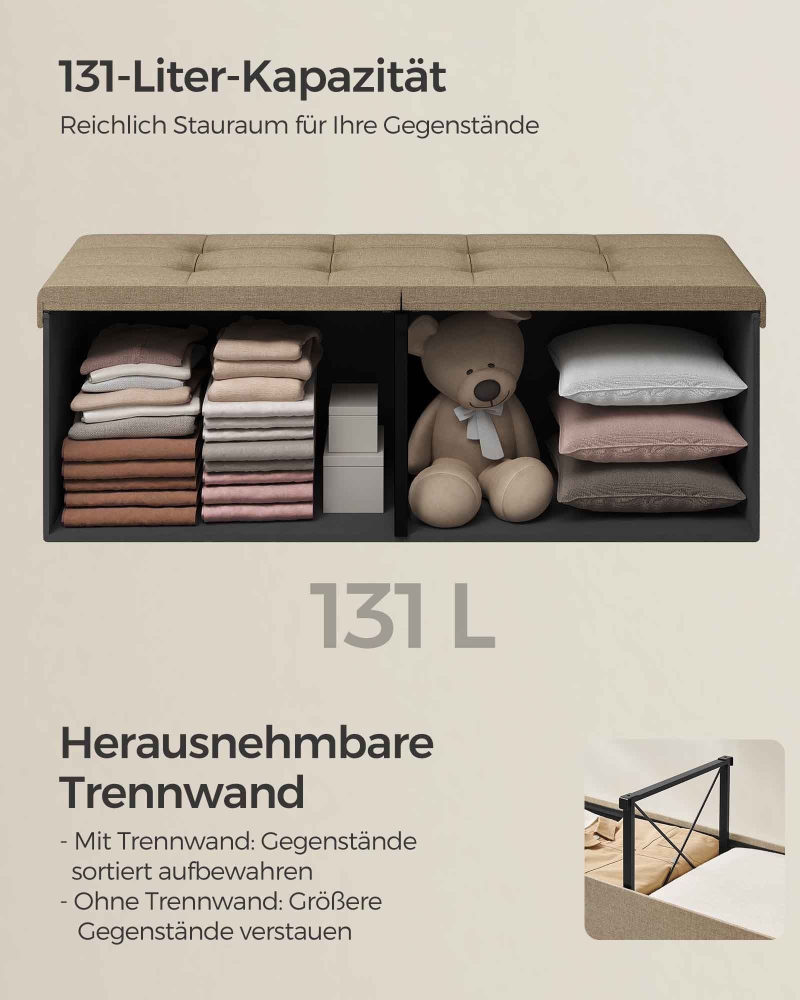 Soffa - med lagringsutrymme - 38 × 110 × 38 cm - Camel Brown