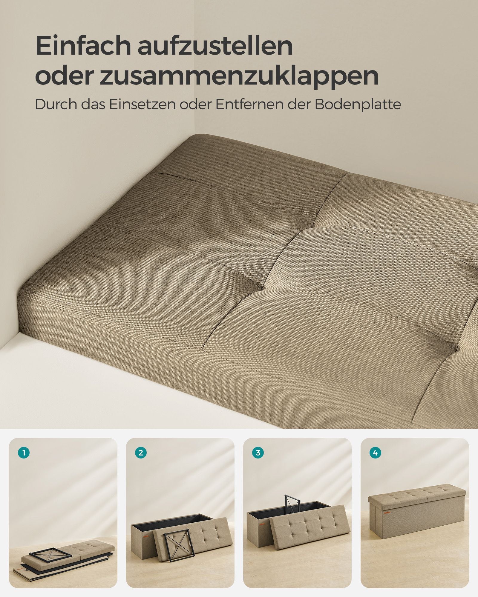 Soffa - med lagringsutrymme - 38 × 110 × 38 cm - Camel Brown