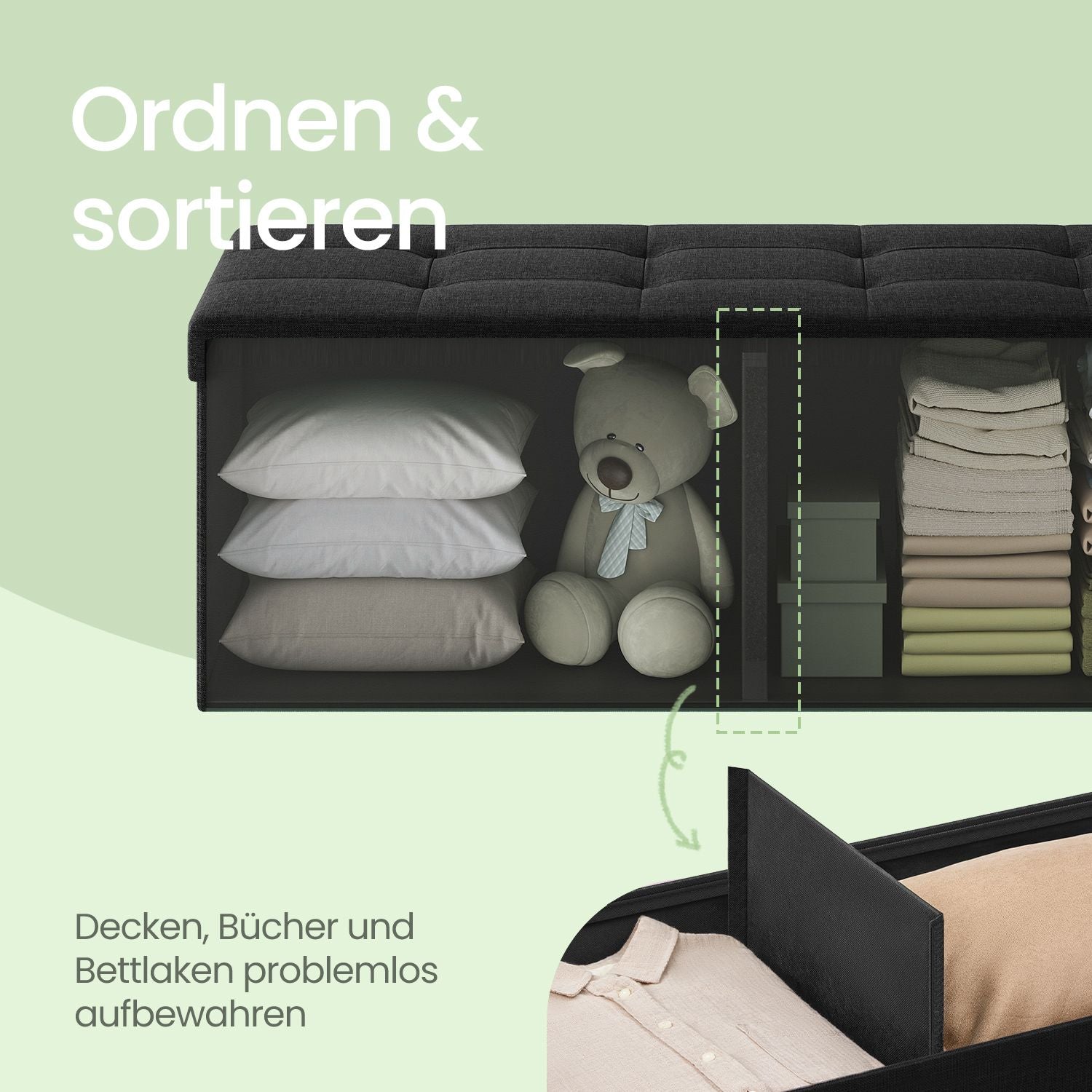 Soffa med förvaringsutrymme - sittplatser - fällbar - flera färger