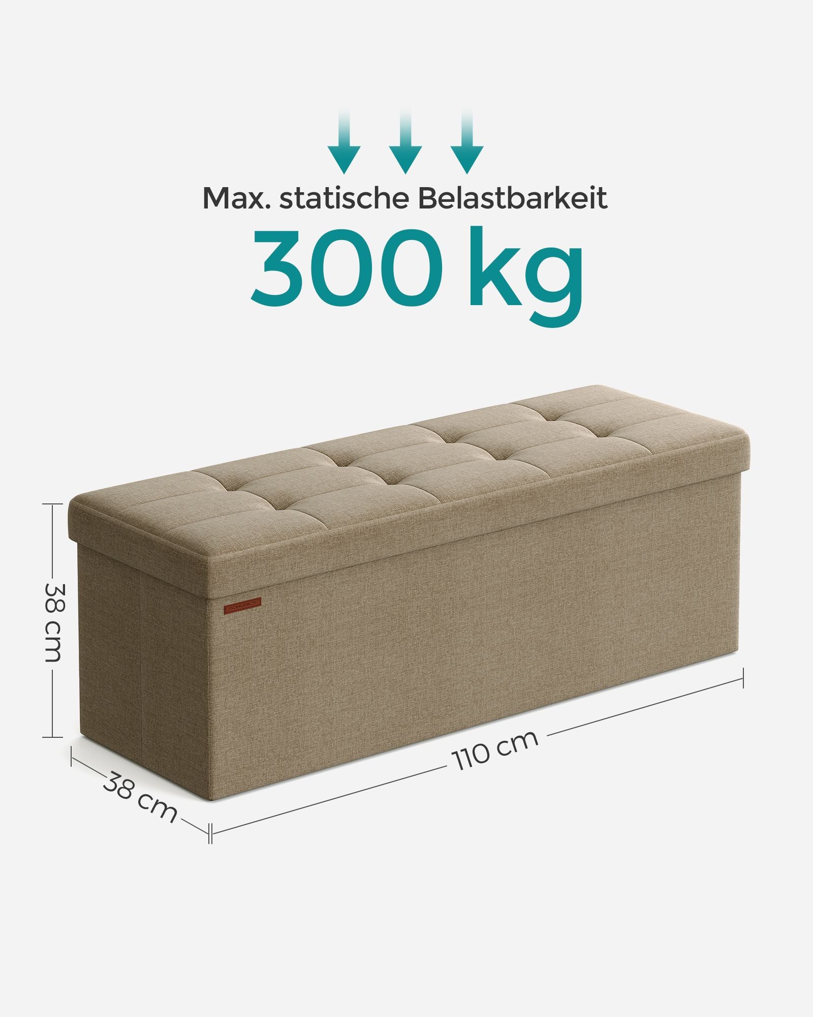 Soffa - 110 cm - vikbar med lagringsutrymme - lätt taupe