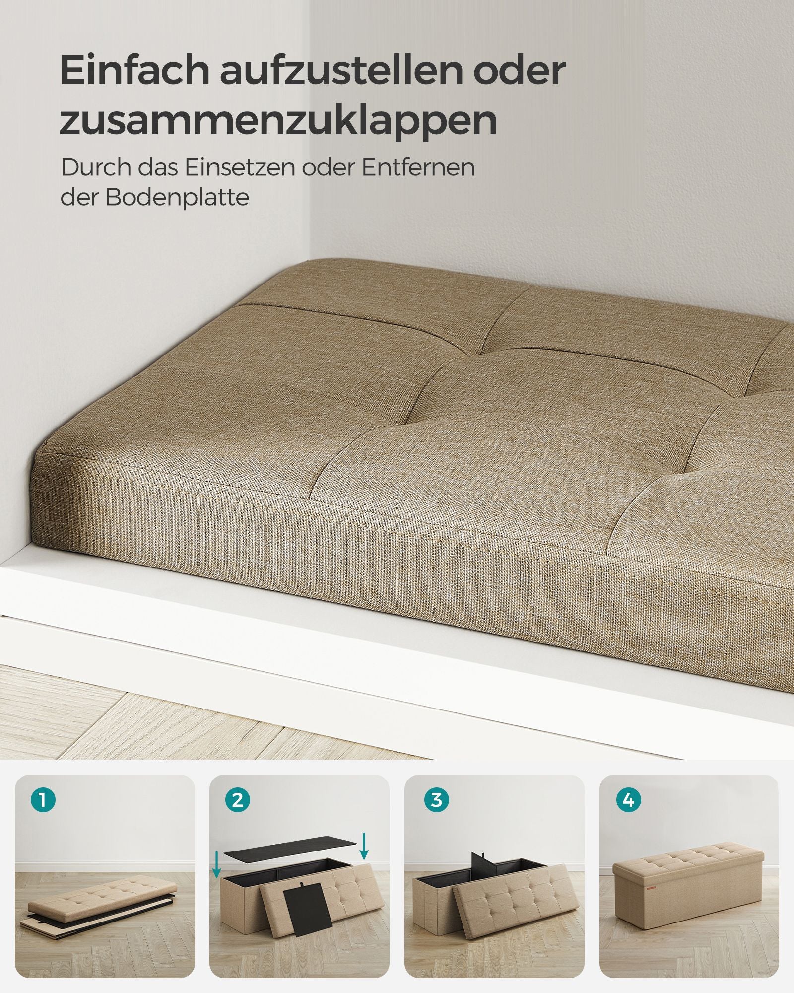 Soffa - 110 cm - vikbar med lagringsutrymme - lätt taupe