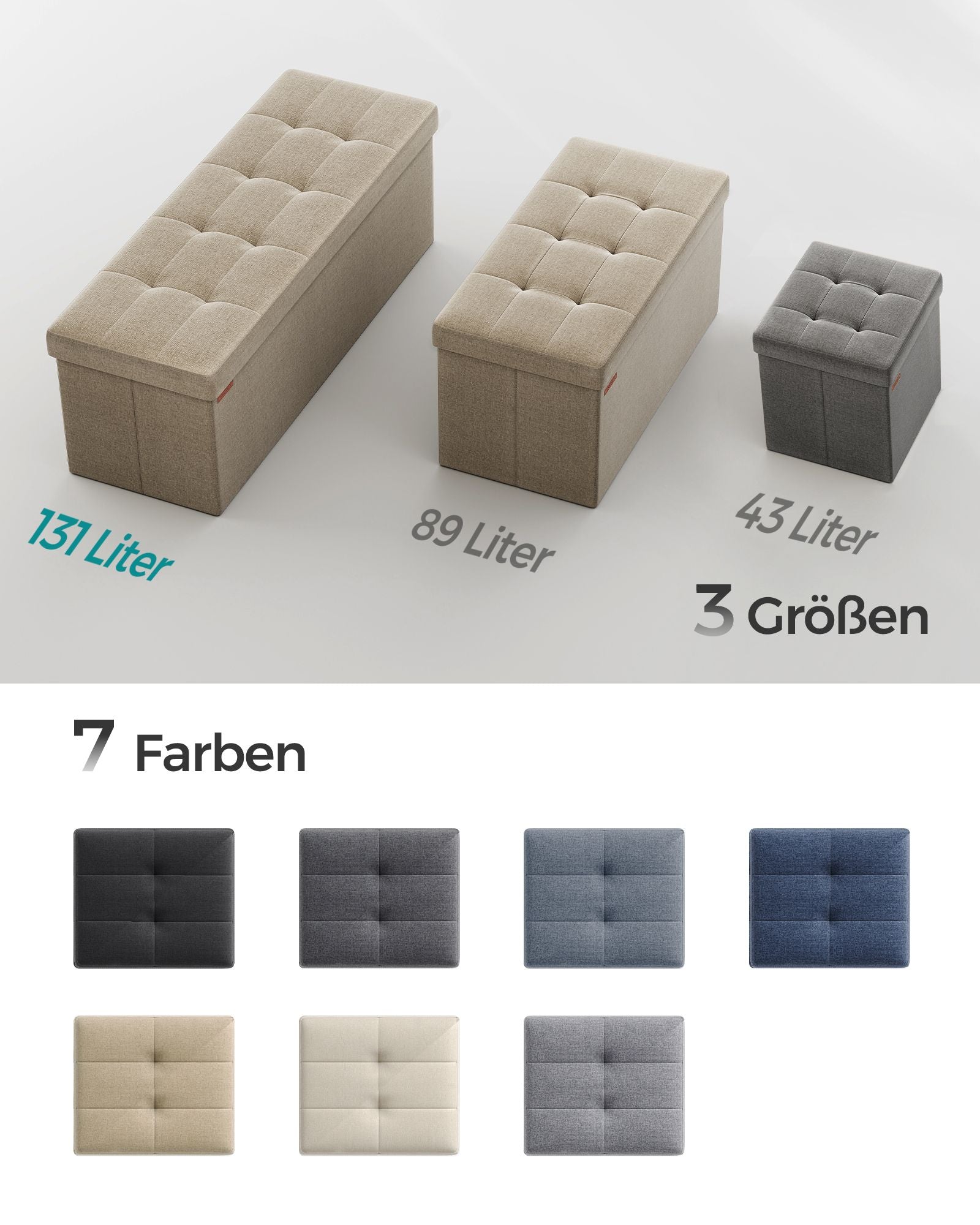 Soffa - 110 cm - vikbar med lagringsutrymme - lätt taupe