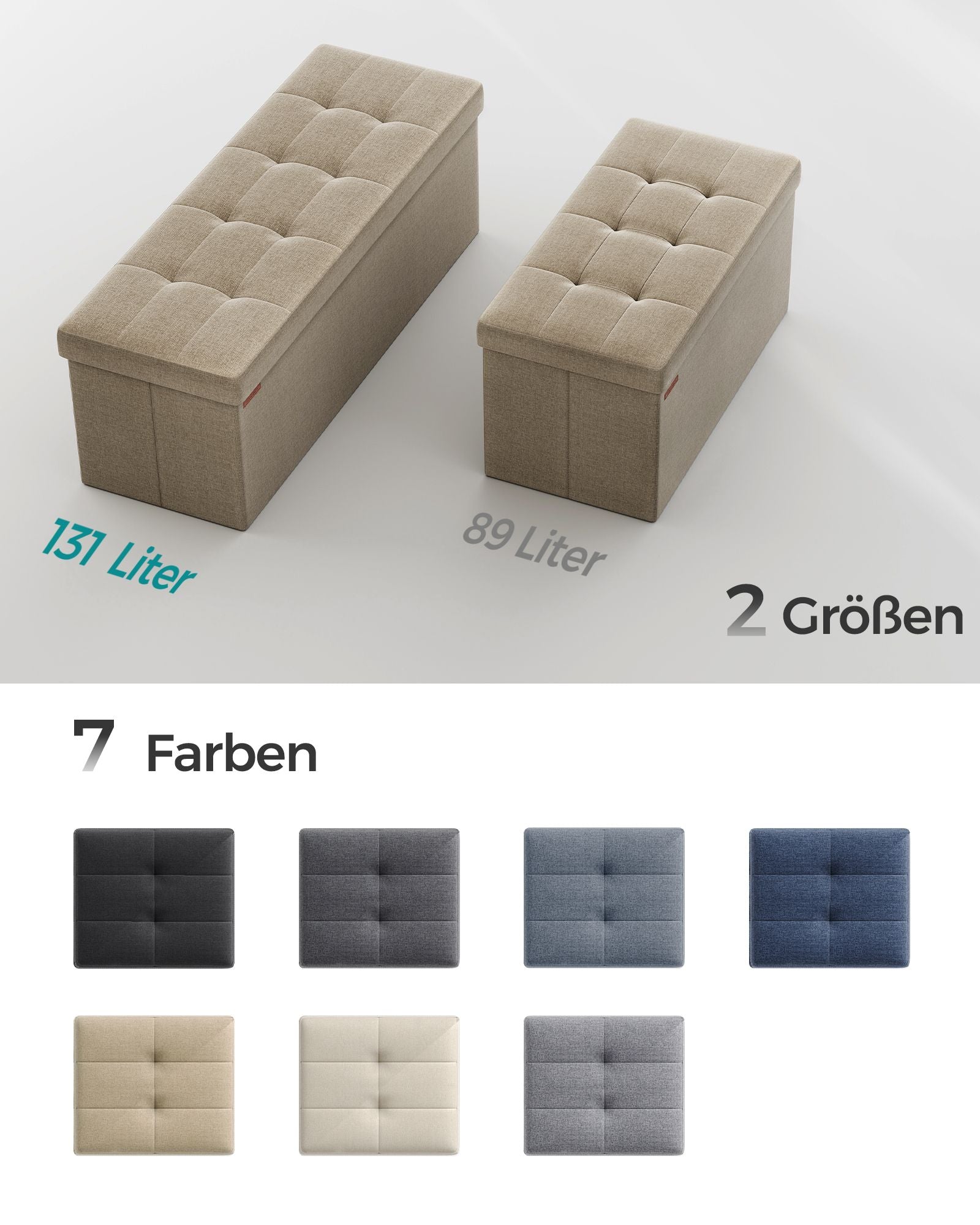 Soffa - 110 cm - vikbar med lagringsutrymme - lätt taupe