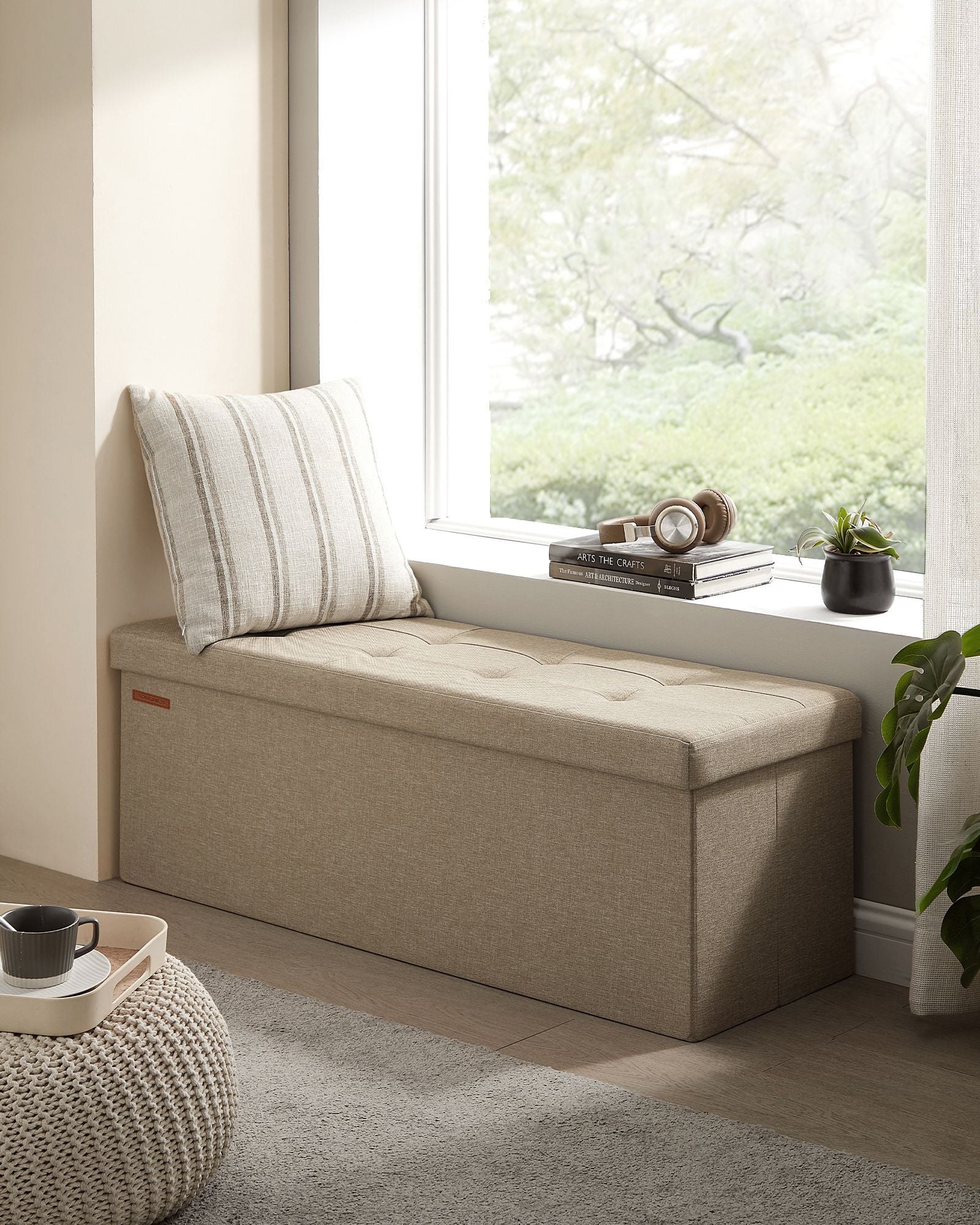 Soffa - 110 cm - vikbar med lagringsutrymme - lätt taupe