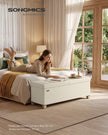 Opbergbank - 110 cm - Scharnierend Deksel - Linnenlook - Lichtbeige