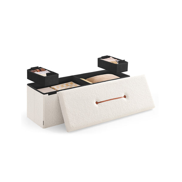 Pall med förvaringsutrymme - 300 kg lastkapacitet - krämvit